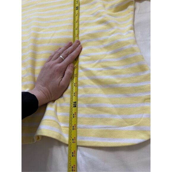Talbots Sailor Beach Sweatshirt Top size 3x Yellow Striped Collar Button V-Neck - Picture 5 of 9